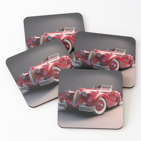 Item preview, Red beautiful vintage classic car on a clean background (side view) designed and sold by OwnByCats.