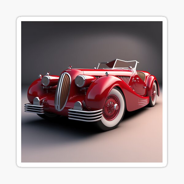 Item preview, Red beautiful vintage classic car on a clean background (side view) designed and sold by OwnByCats.
