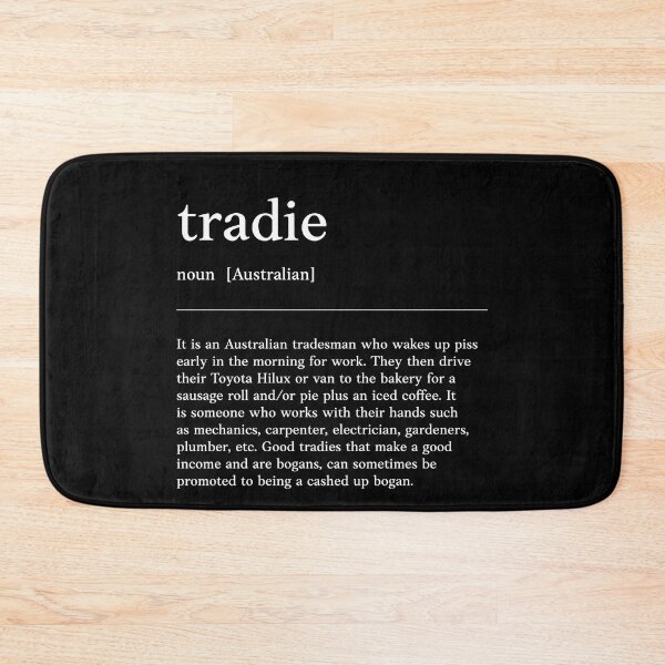 Item preview, Tradie | White on Black | Tradesman | Funny Australian slang, phrase and humor definition designed and sold by Magic Mango.