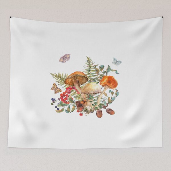Item preview, Watercolor Wild Forest Mushrooms and Berries designed and sold by silviaol.