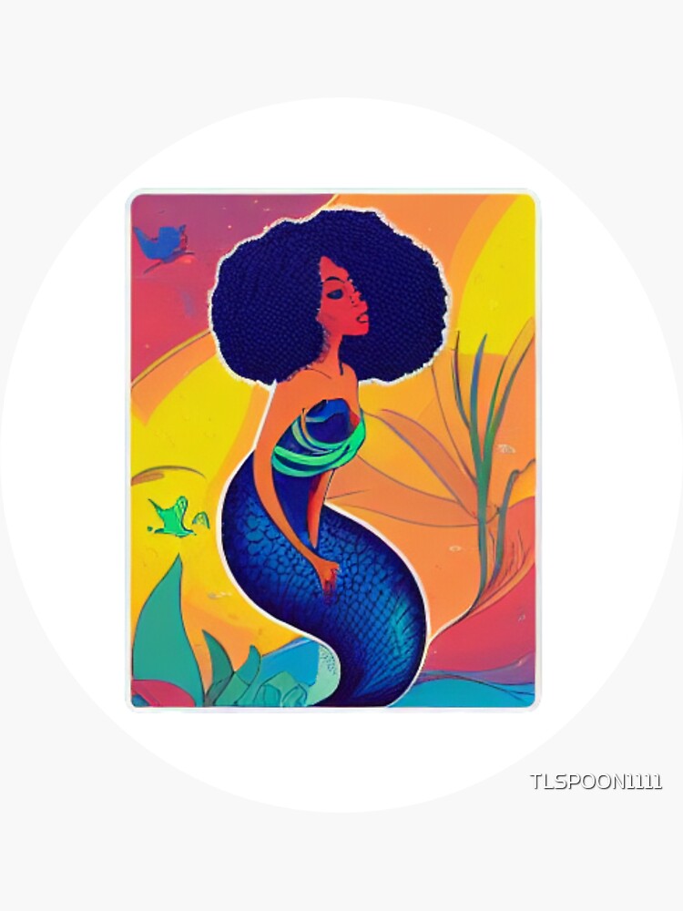 "African American Mermaid Collection By Tlspoon1111 " Sticker for Sale