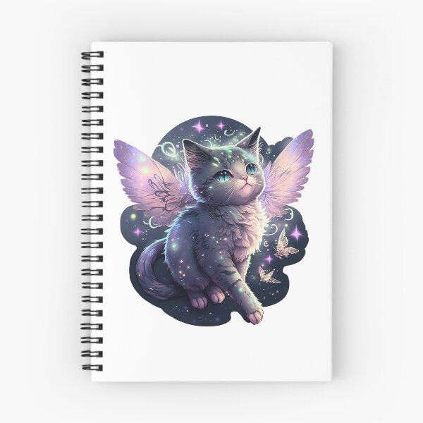 Item preview, Cartoon Grey Fairy Cat - Pink and purple cute magical fairy cat with stars and butterflies designed and sold by photo4u2.