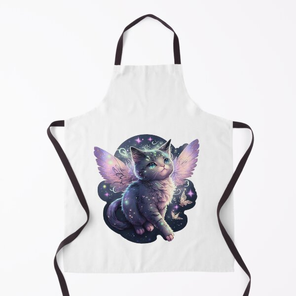 Item preview, Cartoon Grey Fairy Cat - Pink and purple cute magical fairy cat with stars and butterflies designed and sold by photo4u2.