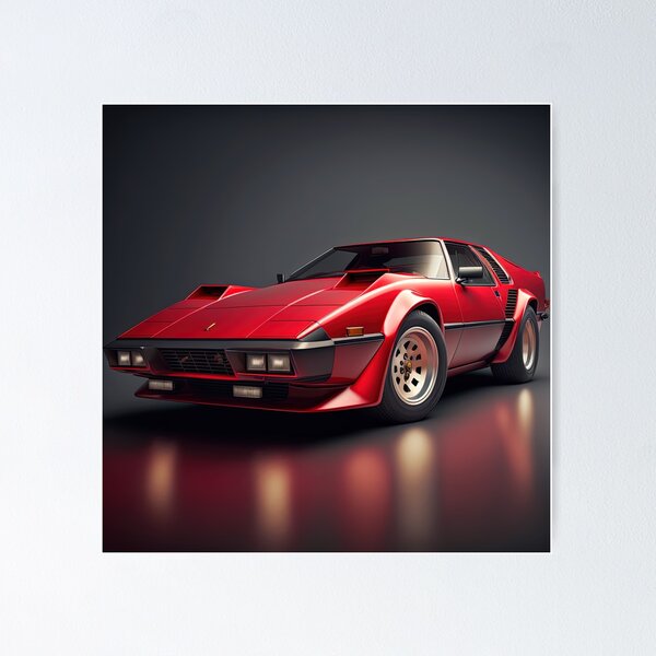 Item preview, Hermoso coche deportivo vintage rojo sobre un fondo limpio y oscuro designed and sold by OwnByCats.