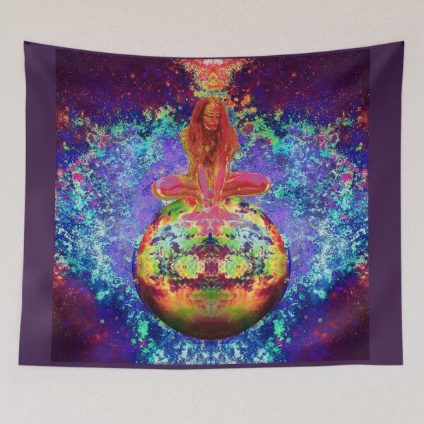 Item preview, Wandering Planet Nibiru Astral Goddess Sitting in galaxy by Tribal Trouble Painter designed and sold by tribaltrouble.