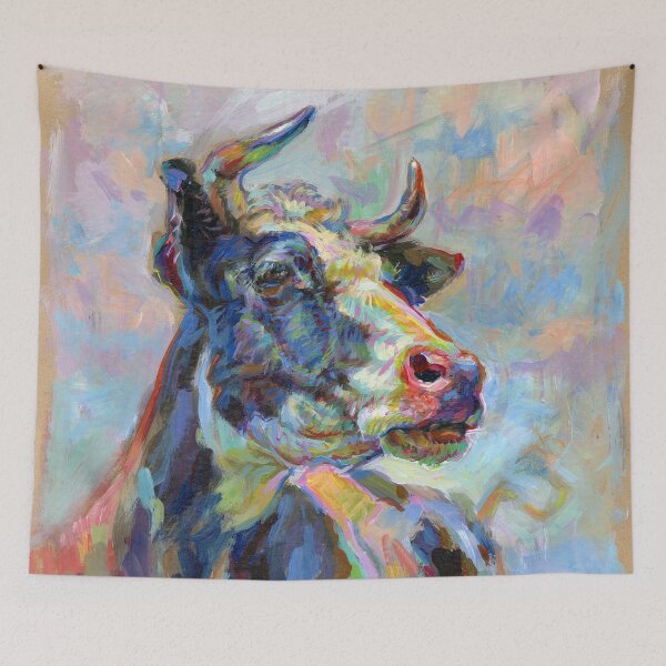 Item preview, Colorful Cow Portrait designed and sold by elfeather.