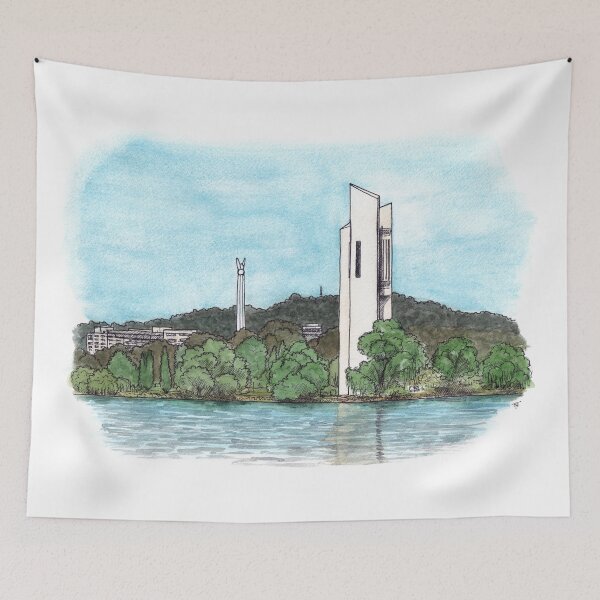 Item preview, National Carillon Bell Tower - Canberra Watercolour designed and sold by Tom Napper Design.