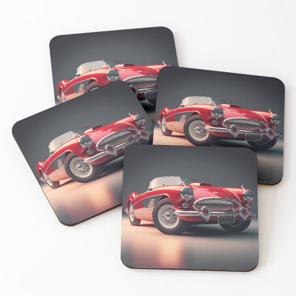 Item preview, Red vintage sport car on a clean dark background designed and sold by OwnByCats.