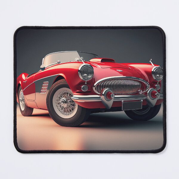 Item preview, Red vintage sport car on a clean dark background designed and sold by OwnByCats.