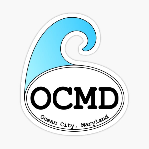 "OCMD Ocean City Maryland Oval with Wave" Sticker for Sale by