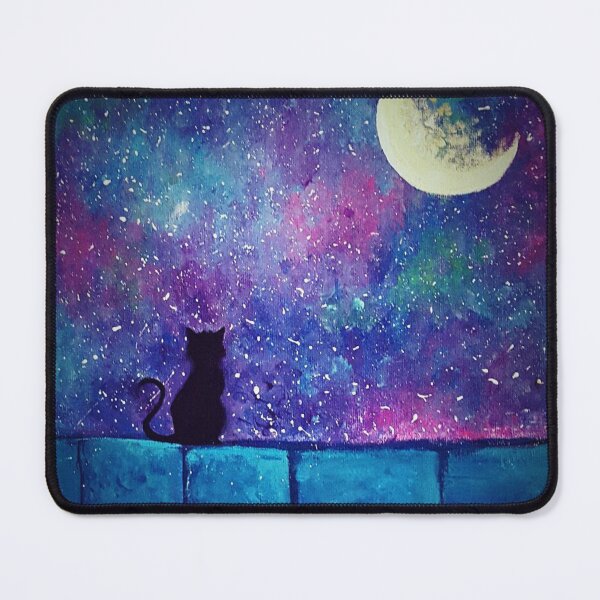 Item preview, Luna - Black Cat Galaxy Space Moon Animal Fantasy Art designed and sold by Cryptic Charm Art.