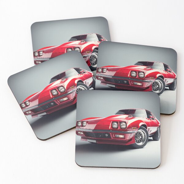 Item preview, Red classic sport car on a clean solid black & white background designed and sold by OwnByCats.