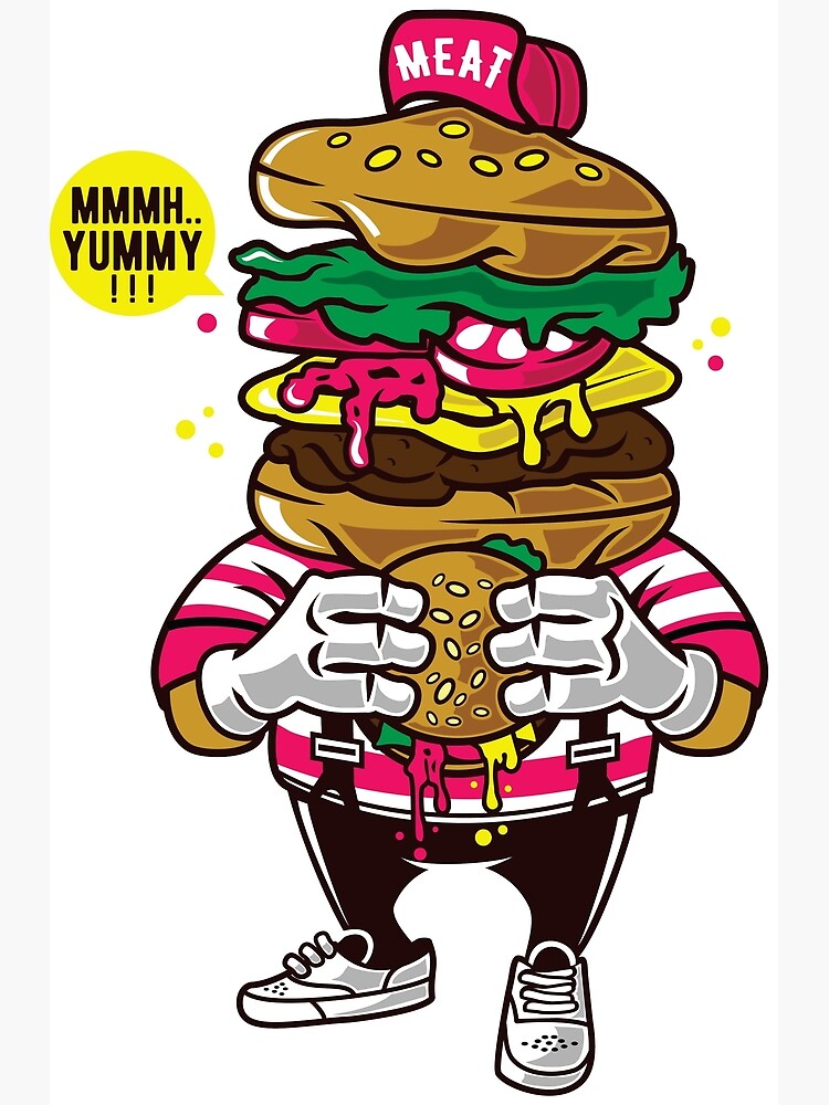 "Meat Eater Burger Cartoon" Poster by ThatMerchStore Redbubble