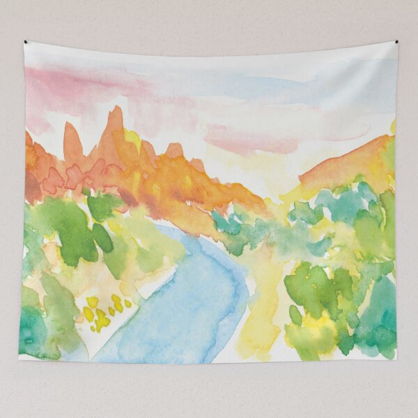 Item preview, Abstract River in the Canyon Watercolor designed and sold by TiffanyMackay.