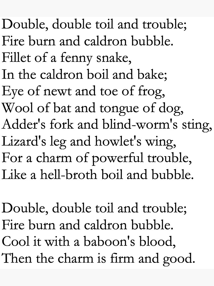 DOUBLE Double Toil and Trouble SONG SHAKESPEARE Macbeth of the