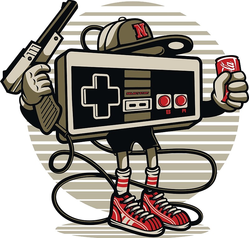 "Retro Gaming Controller Cartoon Character" by ThatMerchStore Redbubble