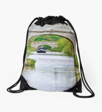 Narrowboat Through the Arches Drawstring Bag