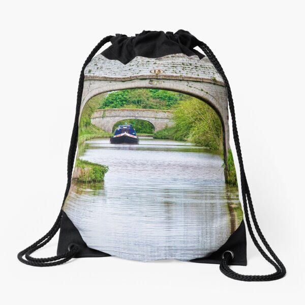 Narrowboat Through the Arches Drawstring Bag