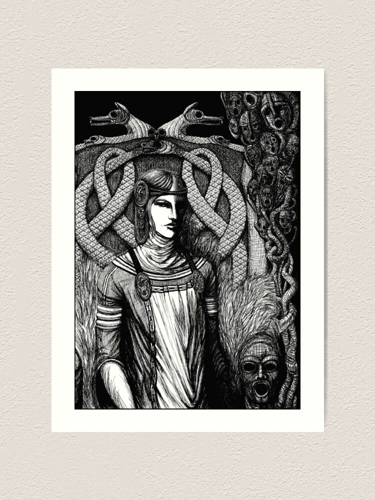 Thumbnail 2 of 3, Art Print, Hel, Goddess of Underworld (2014) designed and sold by Sirielle.