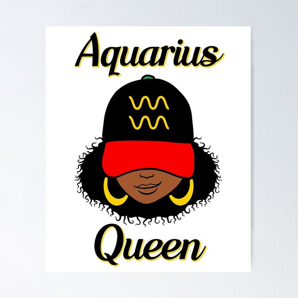 Item preview, Aquarius Queen Ebony Women In Cap Zodiac designed and sold by R&BApparel.