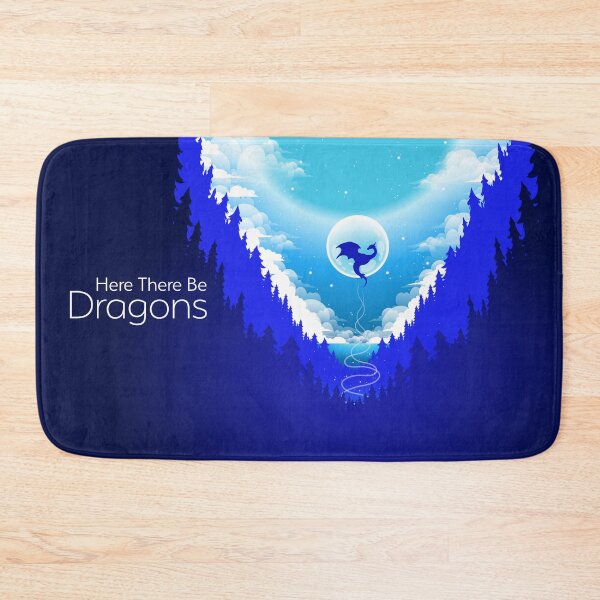 Item preview, Here There Be Dragons Blue Art Illustration designed and sold by Ericas-art.