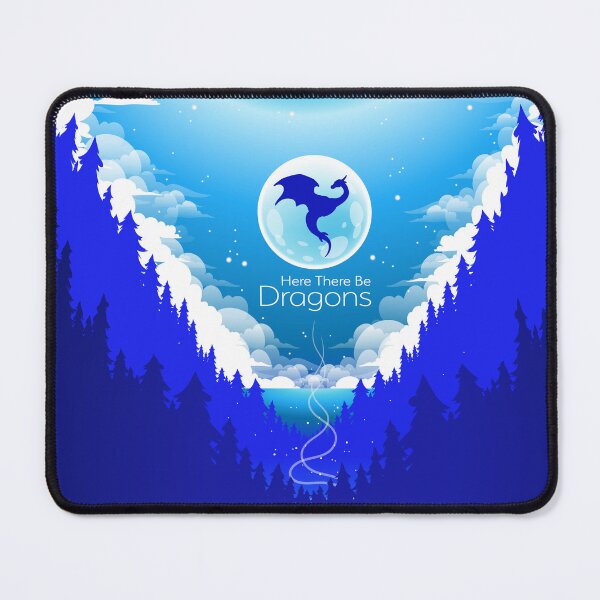 Item preview, Here There Be Dragons Blue Art Illustration designed and sold by Ericas-art.