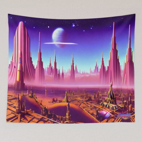 Item preview, Retro Scifi Skyline Deco LII designed and sold by AliceMako.
