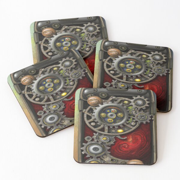 Aperçu de l'œuvre Téléphone portable rouge de style steampunk créée et vendue par DuniDesign.