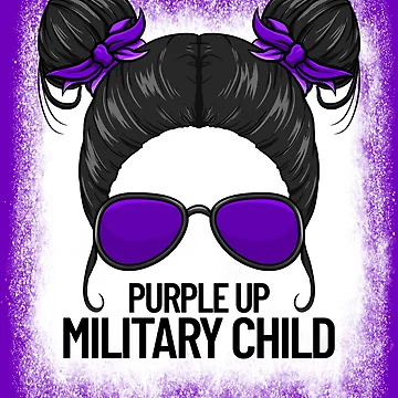 Imagen de la obra Purple Up Military Child Month Messy Bun Girls Purple Up Gear de DynamicDesign