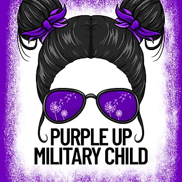 Imagen de la obra Purple Up Military Child Dandelion Messy Bun Girls Purple Up Gear de DynamicDesign
