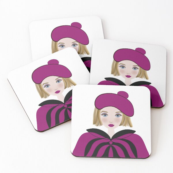 Item preview, Pretty lady in purple beret  designed and sold by Alwayscreateart.