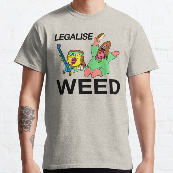 Distressed Spongebob Squarepants Parody selling Tshirt Stoned Bob Pot Graphic Large