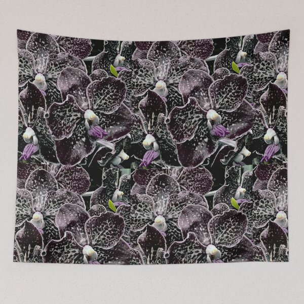 Item preview, Black White Orchids with Violet tone and a bit of green yellow, Flower Photography designed and sold by Gulnaz Turdalieva.
