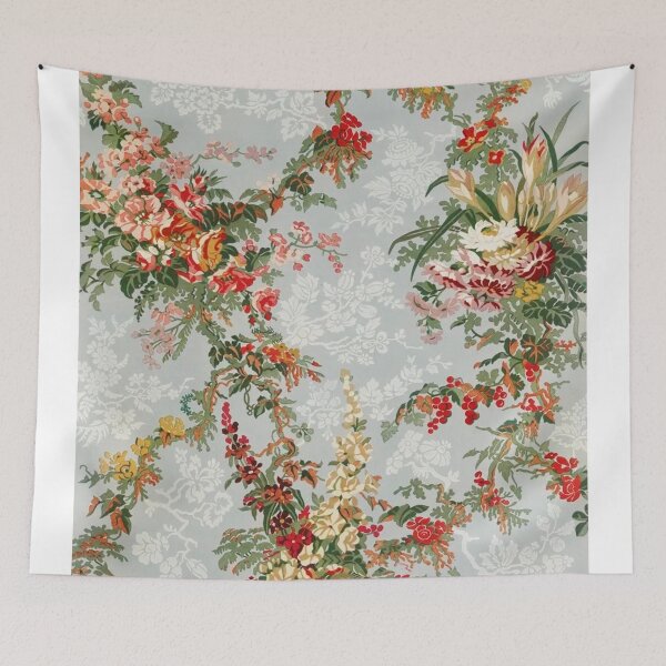 Item preview, Vintage floral art on light blue designed and sold by Maggie Vieira.