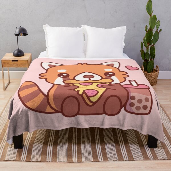Item preview, Cute Little Red Panda Loves Eating Pepperoni Pizza designed and sold by rustydoodle.