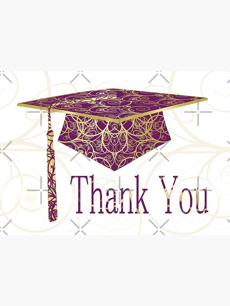 Purple and Gold Graduation Cap Thank You Card" Greeting Card for Sale by  treasured-gift | Redbubble