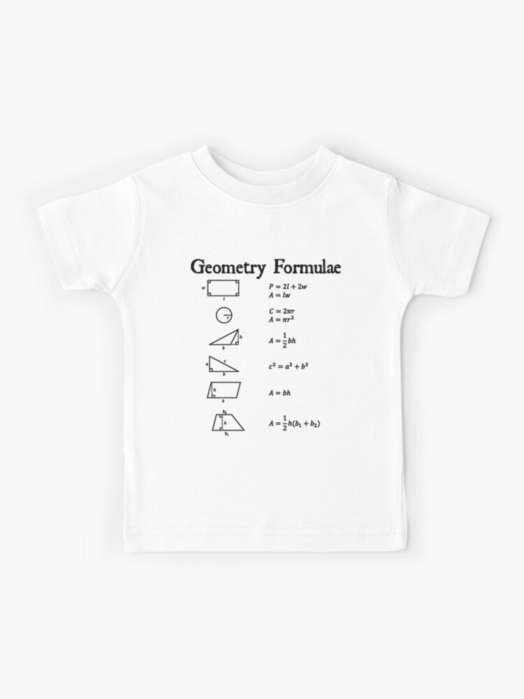 Geometry Formula Math Teacher Vintage Math Black Design on White Background  | Kids T-Shirt