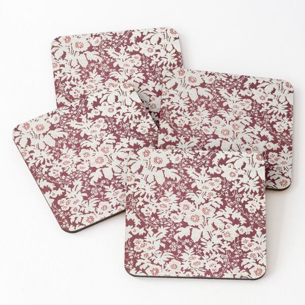Item preview, Vintage white floral art on burgundy designed and sold by Maggie Vieira.