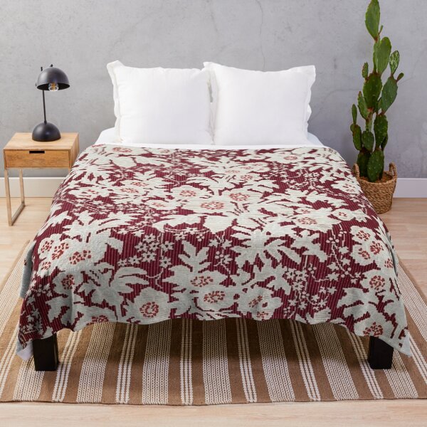 Item preview, Vintage white floral art on burgundy designed and sold by Maggie Vieira.