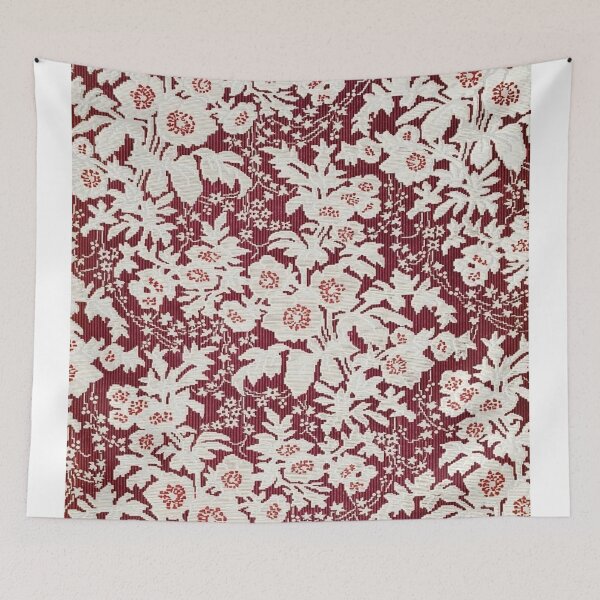 Item preview, Vintage white floral art on burgundy designed and sold by Maggie Vieira.