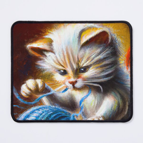 Item preview, Kitten with ball of yarn No.1 of 5 - Dreamlike portrait of a kitten playing with yarn. designed and sold by BLACKSUN-SHOP.