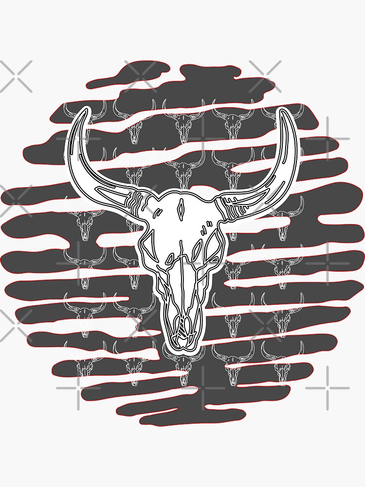 Cow Skull Western Graphic Artful Pattern Sticker For Sale By