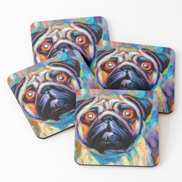 Item preview, Pug Eyes - colorful impressionistic portrait of a pug dog. designed and sold by BLACKSUN-SHOP.