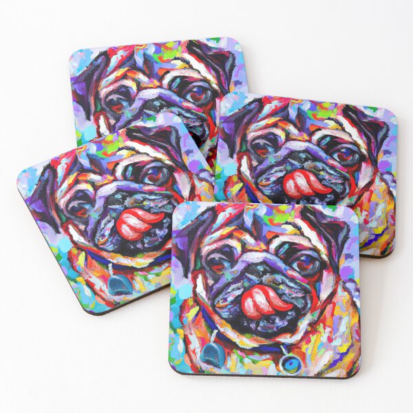 Item preview, Pug Lick - colorful impressionistic portrait of a pug dog. designed and sold by BLACKSUN-SHOP.