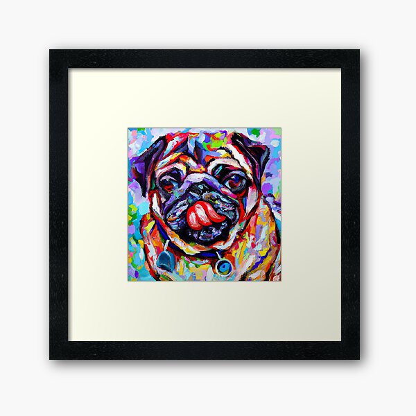Item preview, Pug Lick - colorful impressionistic portrait of a pug dog. designed and sold by BLACKSUN-SHOP.