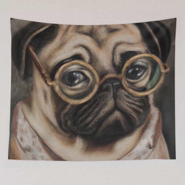 Item preview, Pugs Scholar -  A surrealist-style portrait of a pug dog. designed and sold by BLACKSUN-SHOP.
