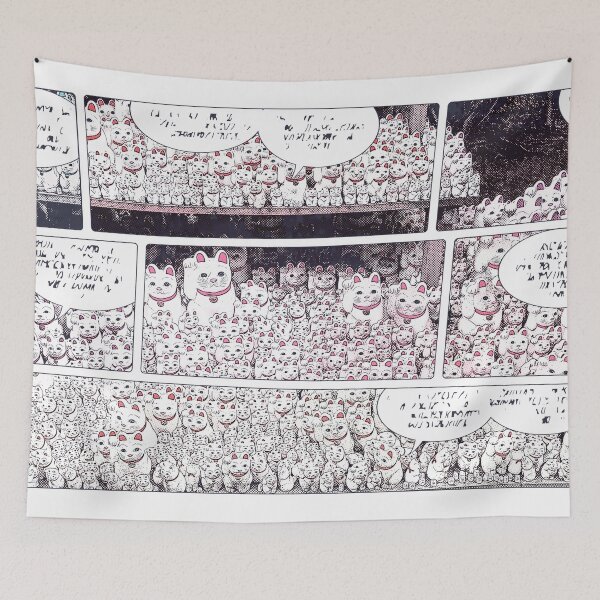 Item preview, Comic Book Style Maneki Neko Lucky Cat Gotokuji Temple Japan designed and sold by GorjoDesigns.