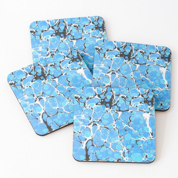 Artikelvorschau,  Traditionelle Marmorkunst Ebru, handgefertigt, blau und schwarz entworfen und verkauft von Pacika.