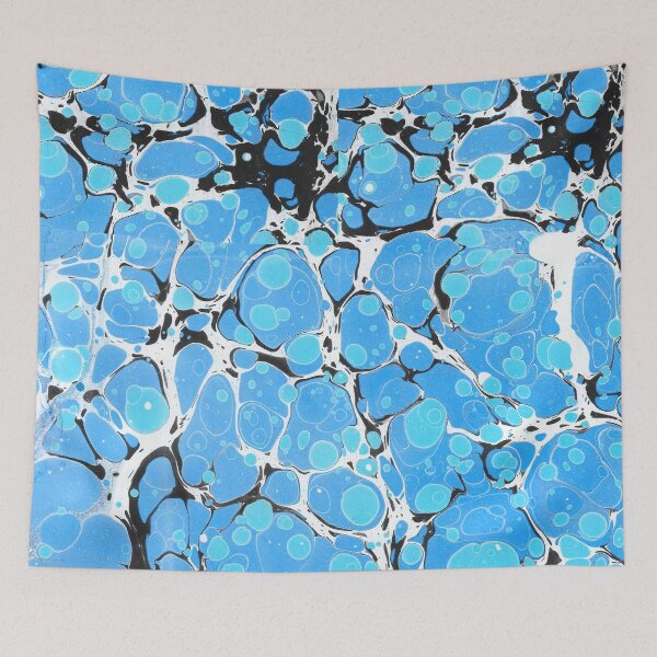 Artikelvorschau, Traditionelle Marmorkunst Ebru, handgefertigt, blau und schwarz entworfen und verkauft von Pacika.