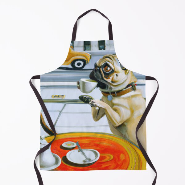 Artikelvorschau, Mops-Kaffeepause - Ein Porträt eines Mopses im surrealistischen Stil. entworfen und verkauft von BLACKSUN-SHOP.
